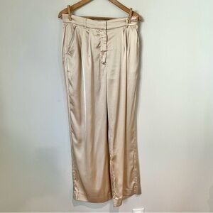 Abercrombie and Fitch Sloane Satin Tailored Wide Leg Pants Champagne Size 30/10